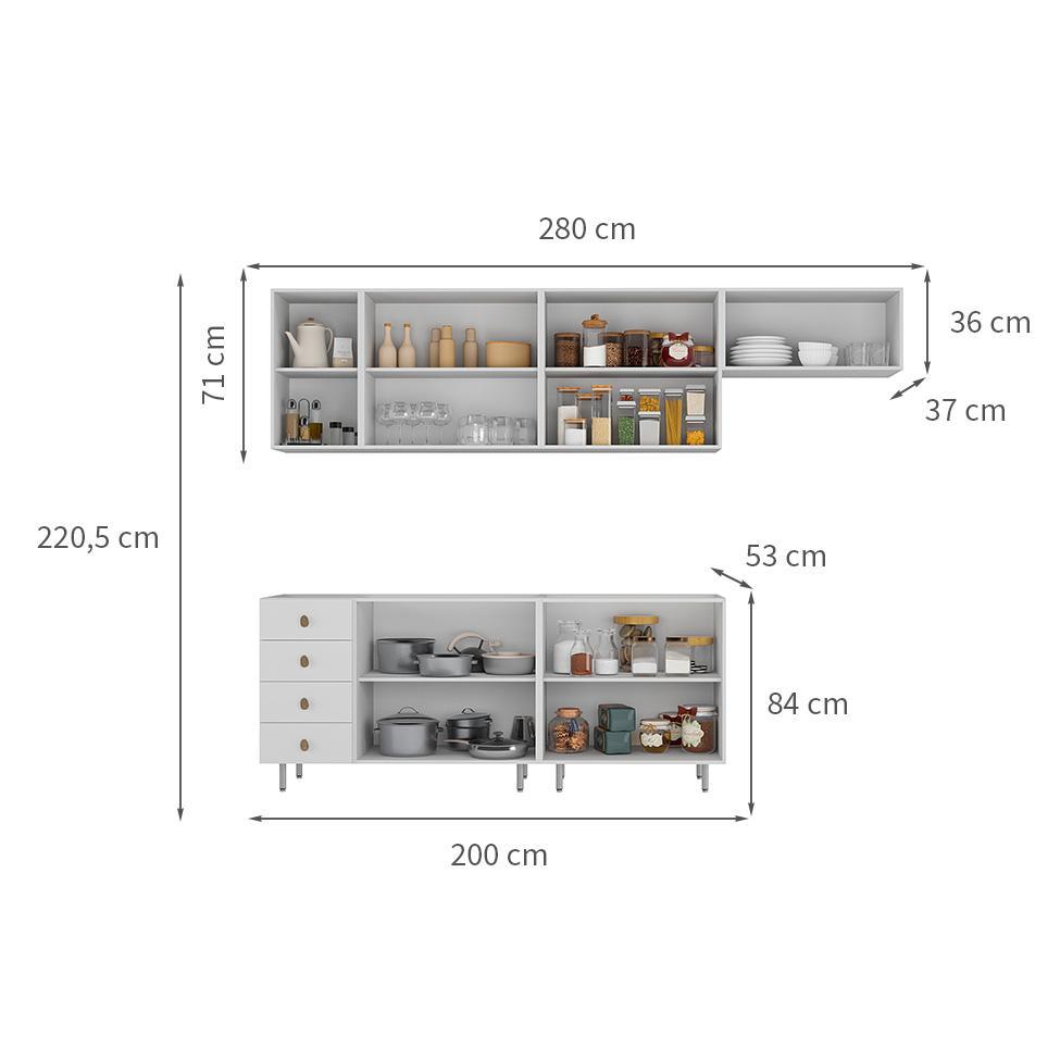 Cozinha Completa Maranello 100% MDF 10 PT 4 GV Branco - 3