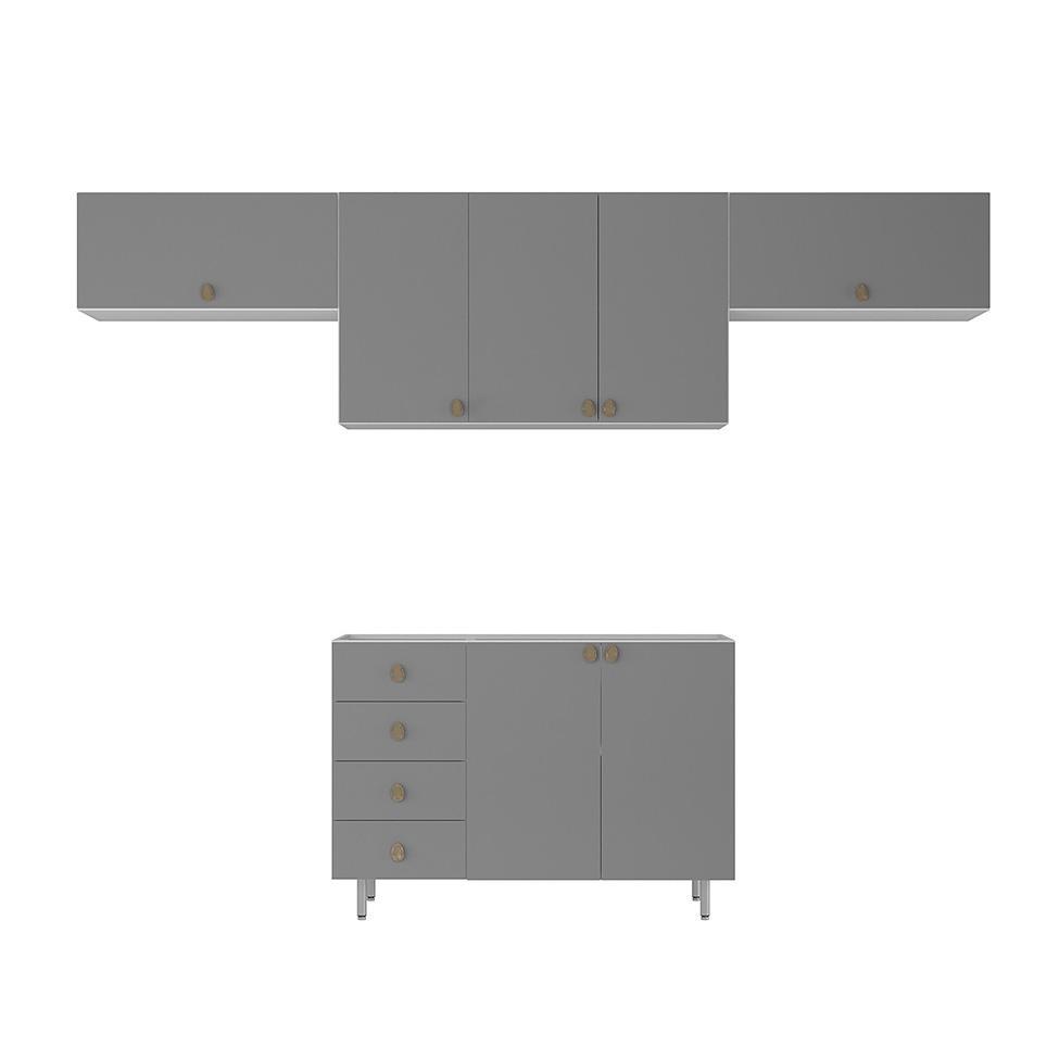 Cozinha Compacta Maranello 100% MDF 7 PT 4 GV Cinza - 4