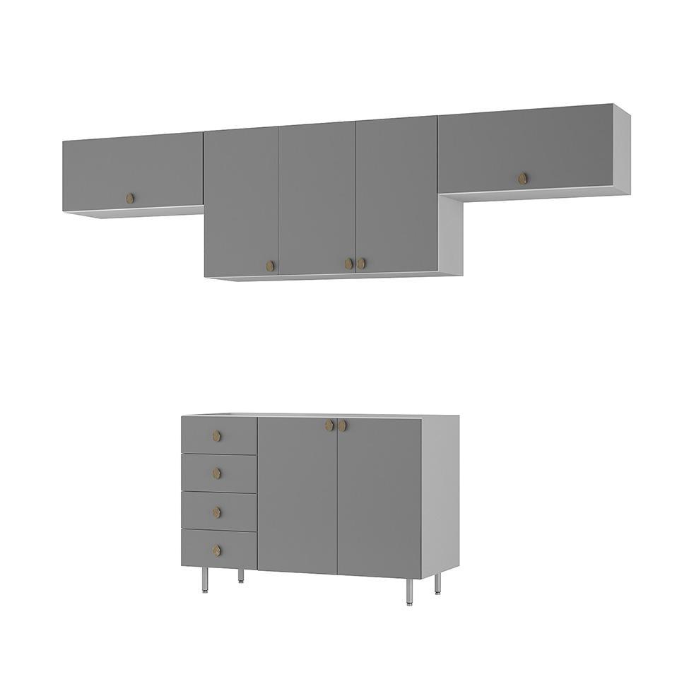 Cozinha Compacta Maranello 100% MDF 7 PT 4 GV Cinza - 5