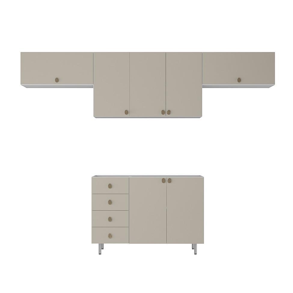 Cozinha Compacta Maranello 100% MDF 7 PT 4 GV Bege - 4