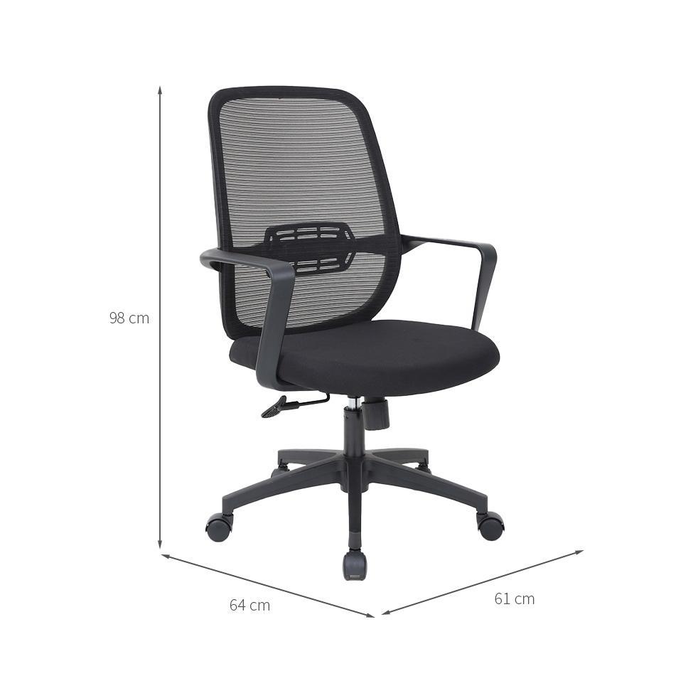 Cadeira de Escritório Secretária Giratória Hank Preta - 3