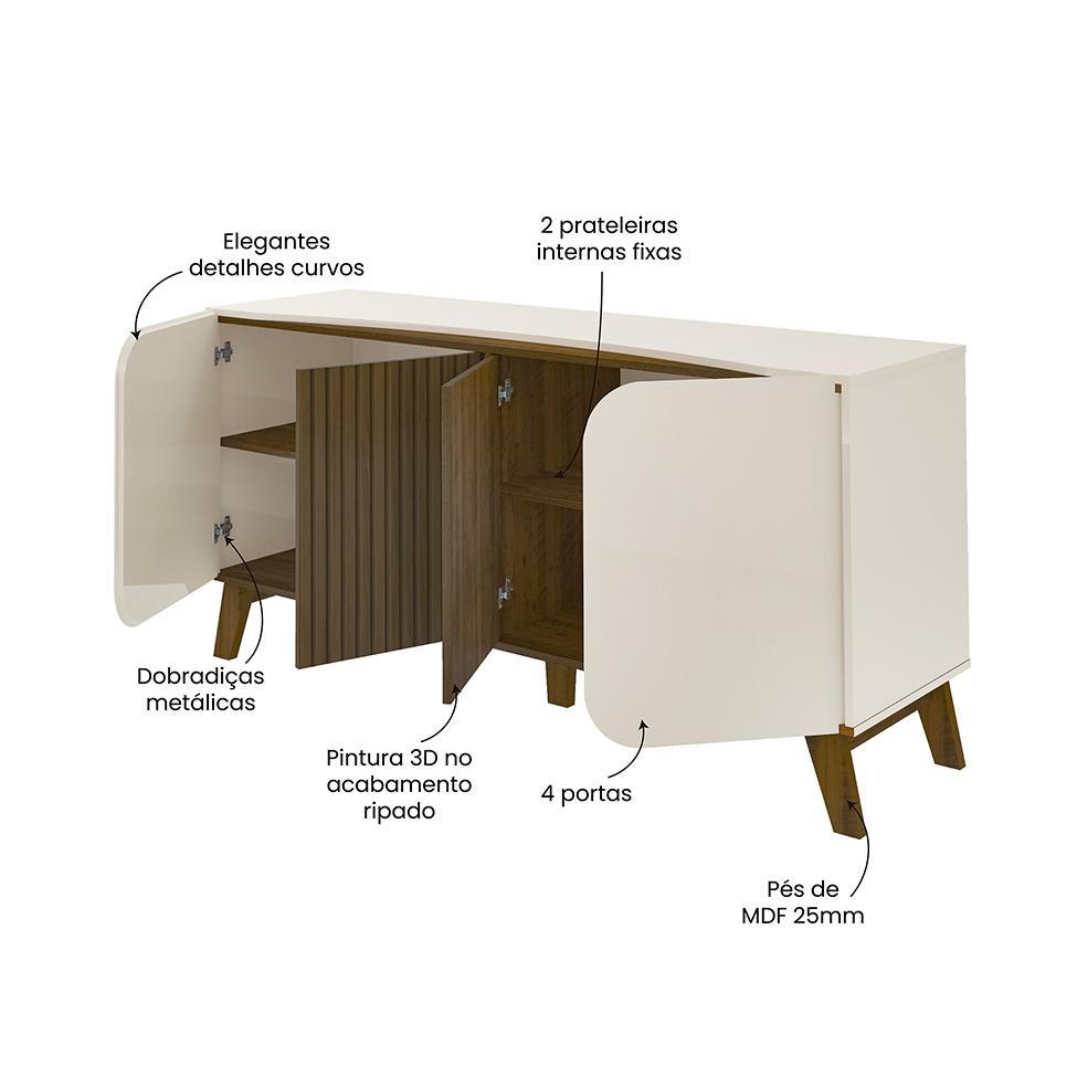 Buffet Elegance 4 PT Pinho e Off White - 7