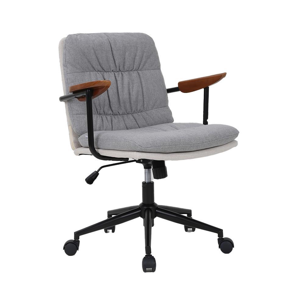 Cadeira de Escritório Secretária Giratória Bennett Cinza e Bege - 1