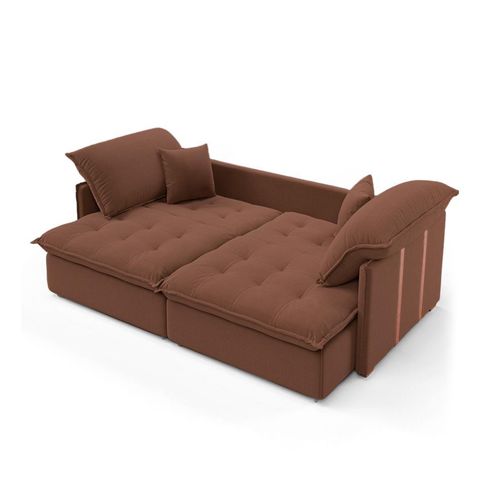 Sofá Retrátil Sem Caixa 3 lugares Solomons Velosuede Marrom 180 cm - 4