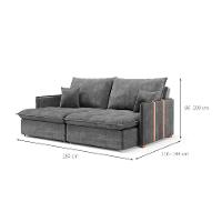 Sofá Retrátil Sem Caixa 3 lugares Solomons Velosuede Grafite 180 cm - 3
