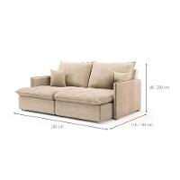 Sofá Retrátil Sem Caixa 3 lugares Solomons Velosuede Bege 180 cm - 3