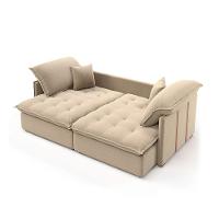 Sofá Retrátil Sem Caixa 3 lugares Solomons Velosuede Bege 180 cm - 4