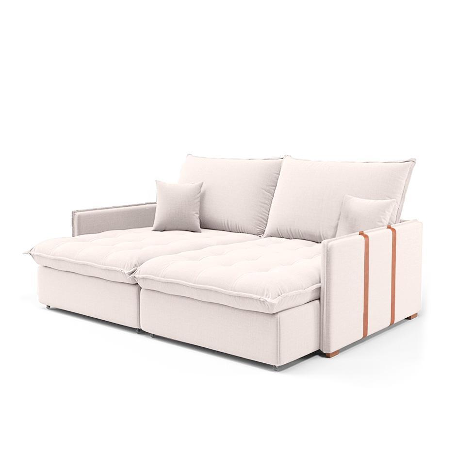 Sofá Retrátil Sem Caixa 3 lugares Solomons Linho Cru 180 cm - 1