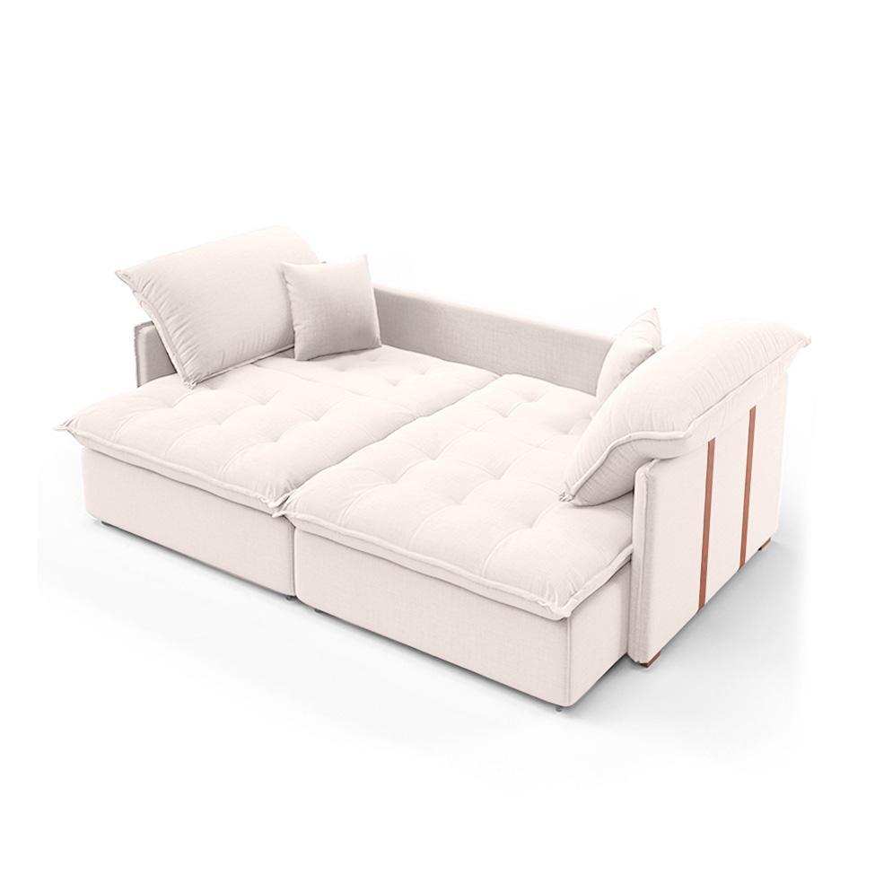 Sofá Retrátil Sem Caixa 3 lugares Solomons Linho Cru 180 cm - 2