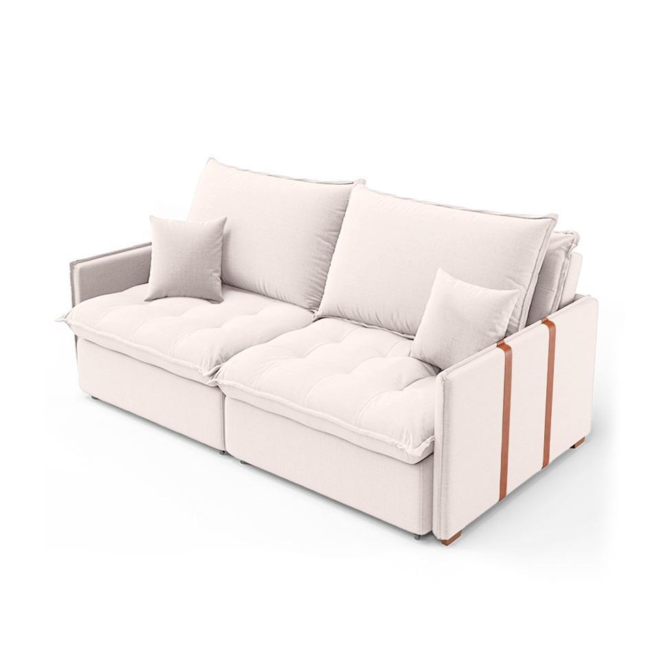 Sofá Retrátil Sem Caixa 3 lugares Solomons Linho Cru 180 cm - 4