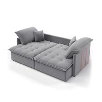 Sofá Retrátil Sem Caixa 3 lugares Solomons Linho Cinza 180 cm - 2