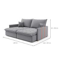 Sofá Retrátil Sem Caixa 3 lugares Solomons Linho Cinza 180 cm - 3