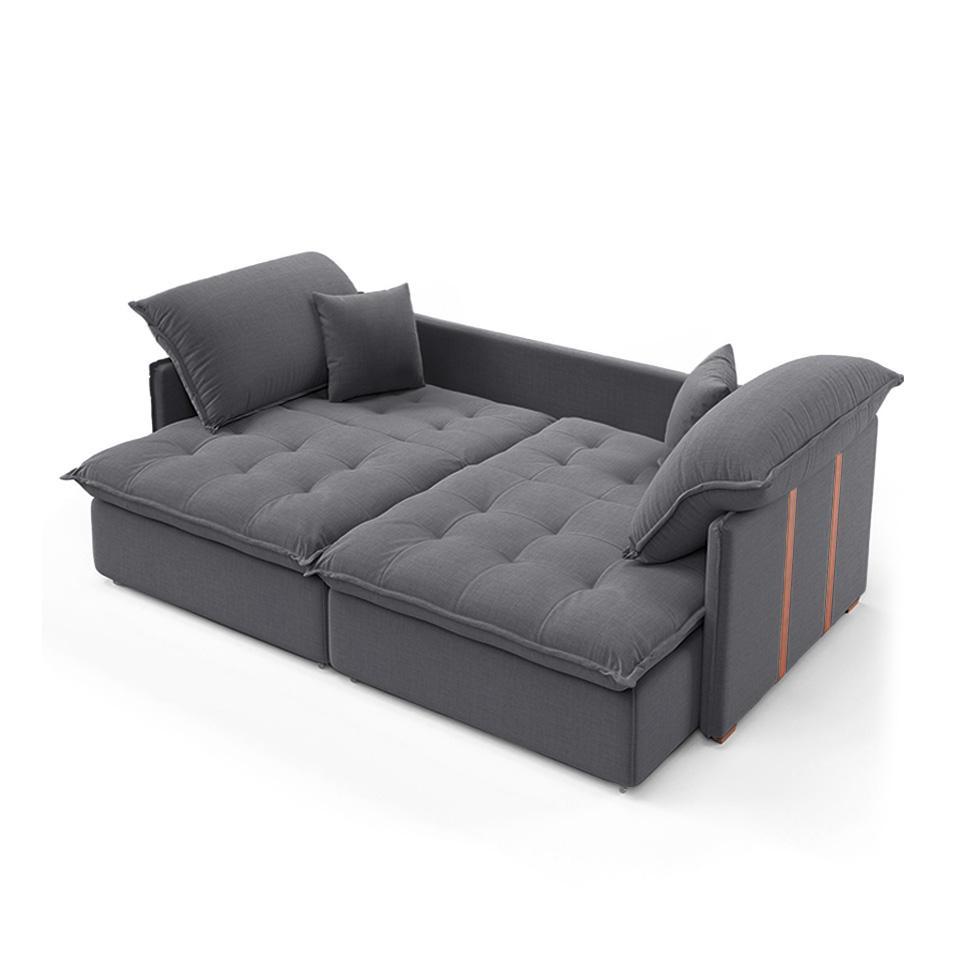 Sofá Retrátil Sem Caixa 3 lugares Solomons Linho Grafite 180 cm - 2