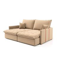 Sofá Retrátil Sem Caixa 3 lugares Solomons Linho Bege 180 cm - 1