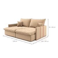 Sofá Retrátil Sem Caixa 3 lugares Solomons Linho Bege 180 cm - 3