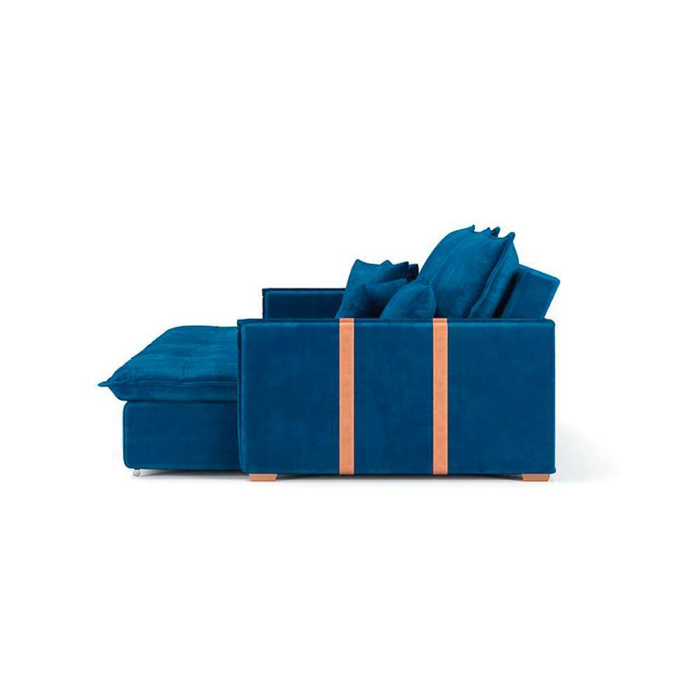 Sofá Retrátil Sem Caixa 2 lugares Solomons Velosuede Azul Marinho - 2