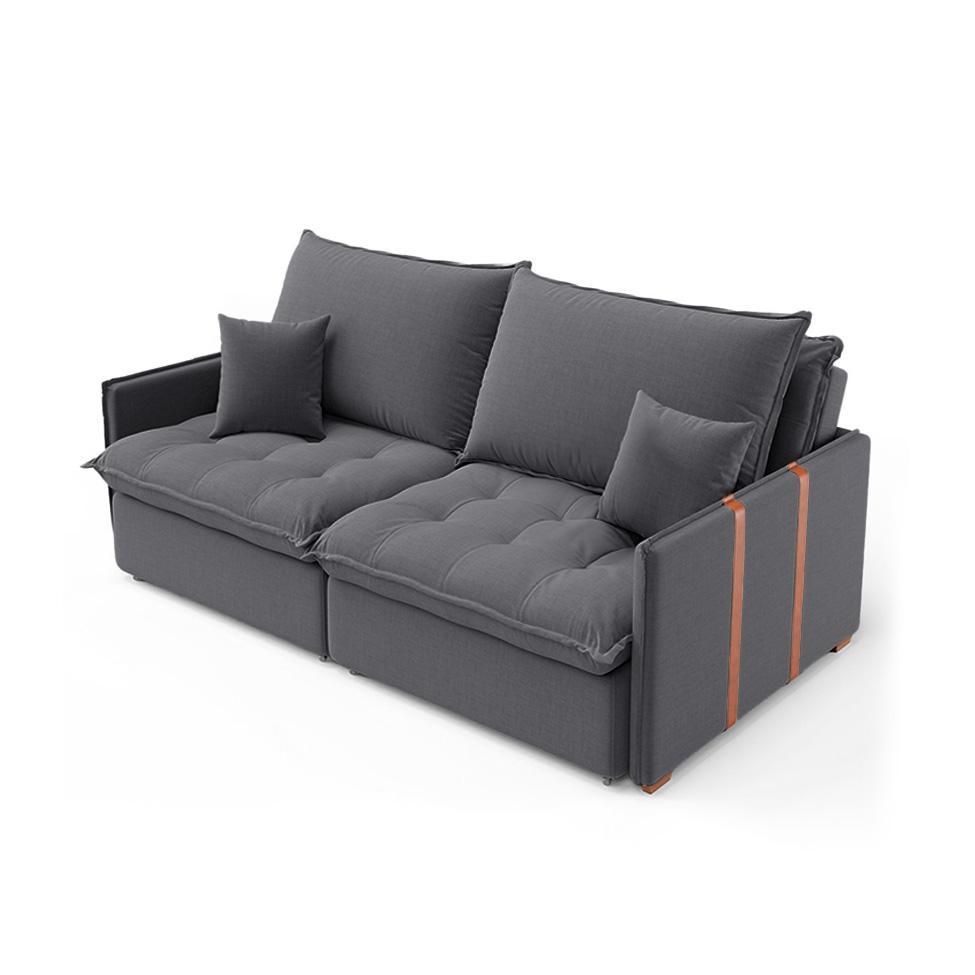 Sofá Retrátil Sem Caixa 2 lugares Solomons Linho Grafite - 4