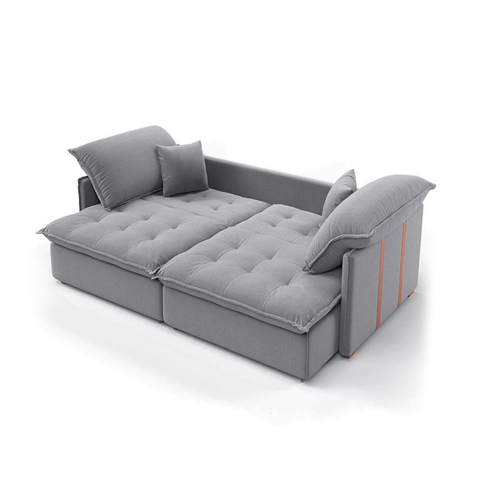 Sofá Retrátil Sem Caixa 2 lugares Solomons Linho Cinza - 2