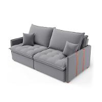 Sofá Retrátil Sem Caixa 2 lugares Solomons Linho Cinza - 4