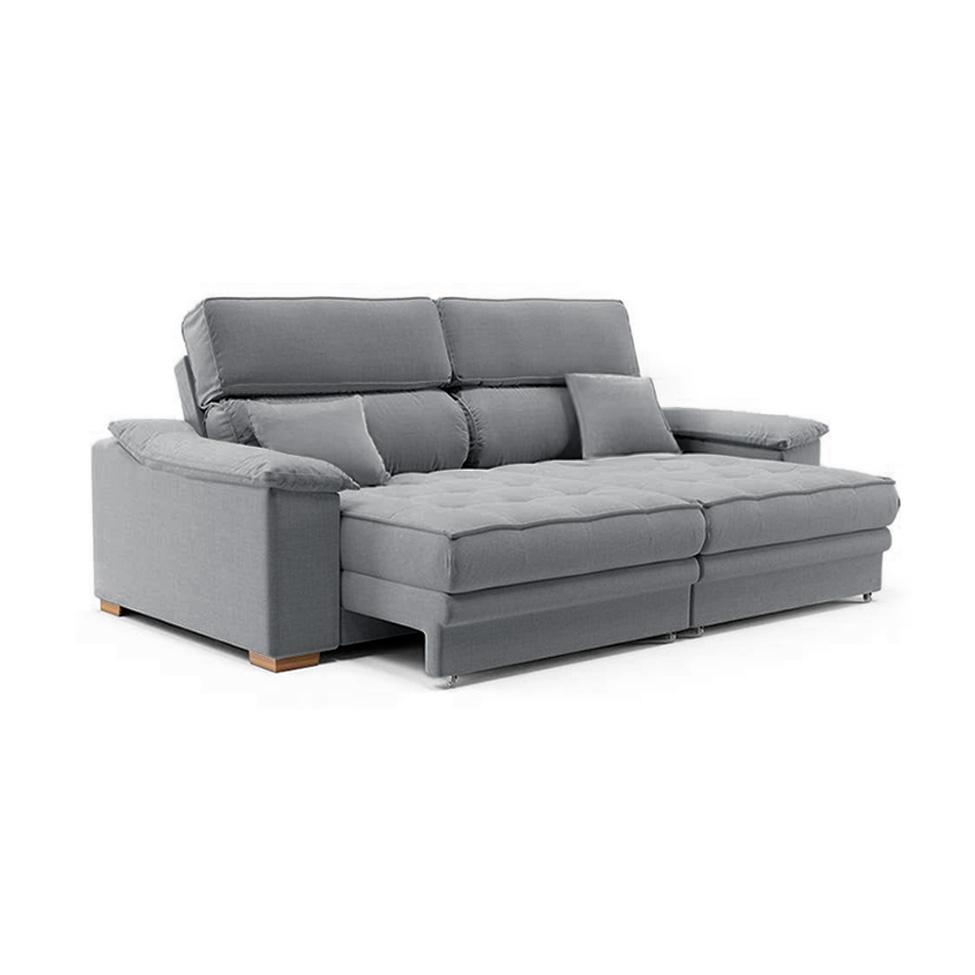 Sofá 3 Lugares Retrátil e Reclinável Lupin Linho Cinza 180 cm - 1