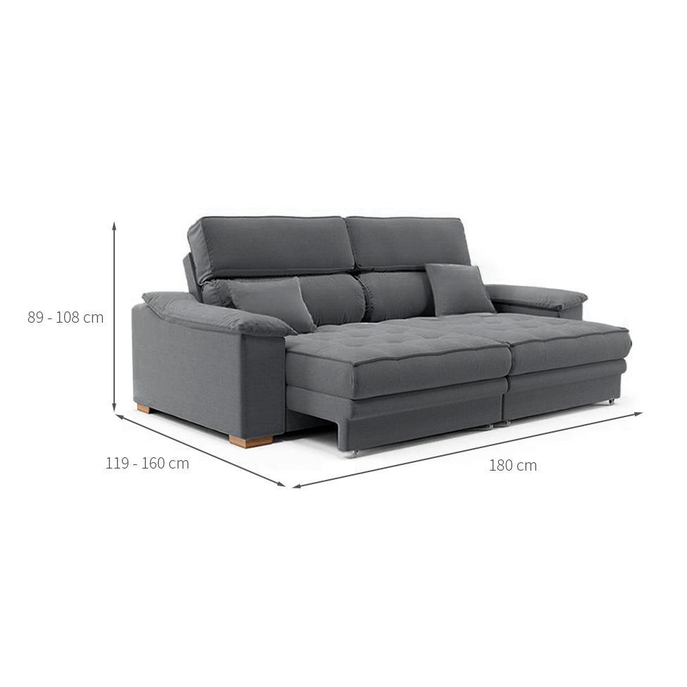 Sofá 3 Lugares Retrátil e Reclinável Lupin Linho Grafite 180 cm - 3