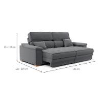 Sofá 3 Lugares Retrátil e Reclinável Lupin Linho Grafite 180 cm - 3