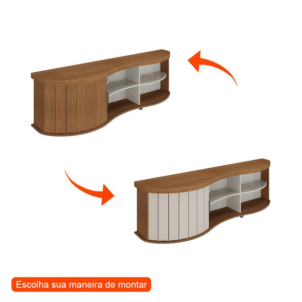 Rack para TV até 75 Polegadas Magnum Flex 1 PT Cinamomo e Off White - 2