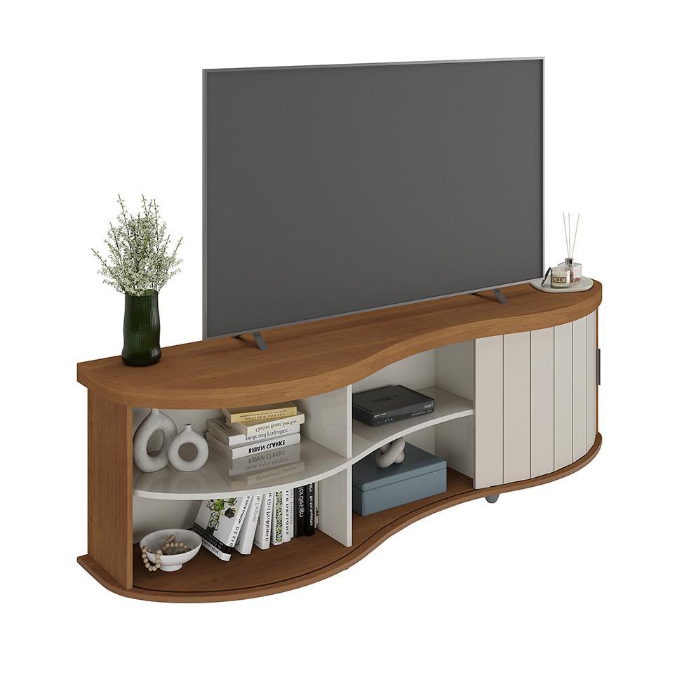 Rack para TV até 75 Polegadas Magnum Flex 1 PT Cinamomo e Off White - 5