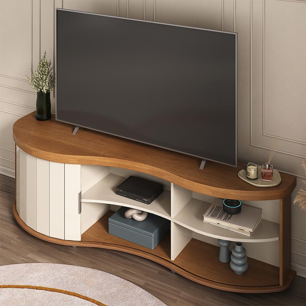 Rack para TV até 75 Polegadas Magnum Flex 1 PT Cinamomo e Off White - 10