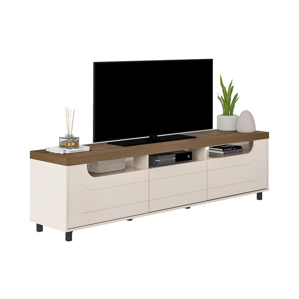 Rack para TV até 75 Polegadas Mercury 2 PT 1 GV Off White e Pinho 200 cm - 1