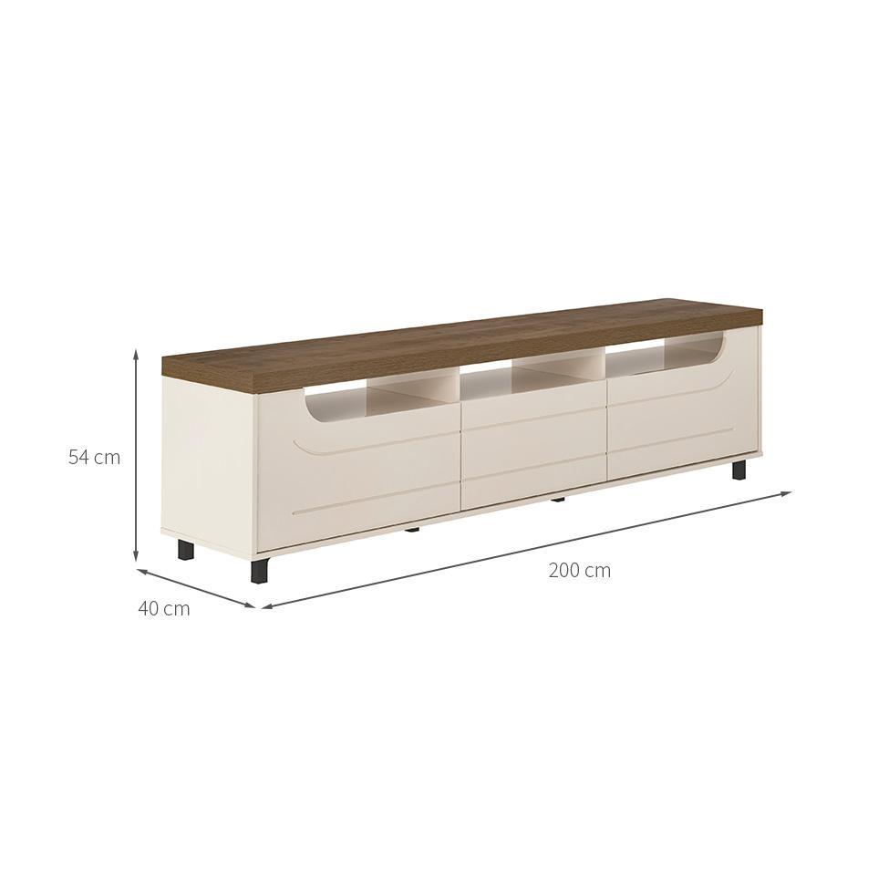 Rack para TV até 75 Polegadas Mercury 2 PT 1 GV Off White e Pinho 200 cm - 4