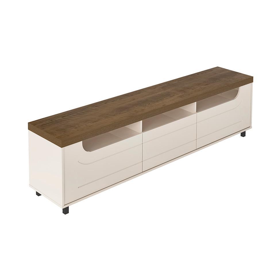 Rack para TV até 75 Polegadas Mercury 2 PT 1 GV Off White e Pinho 200 cm - 6