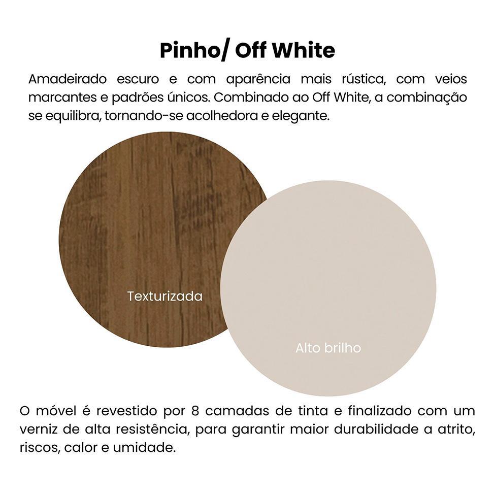 Rack para TV até 75 Polegadas Mercury 2 PT 1 GV Off White e Pinho 200 cm - 9