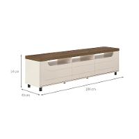 Rack para TV até 75 Polegadas Mercury 2 PT 1 GV Off White e Pinho 200 cm