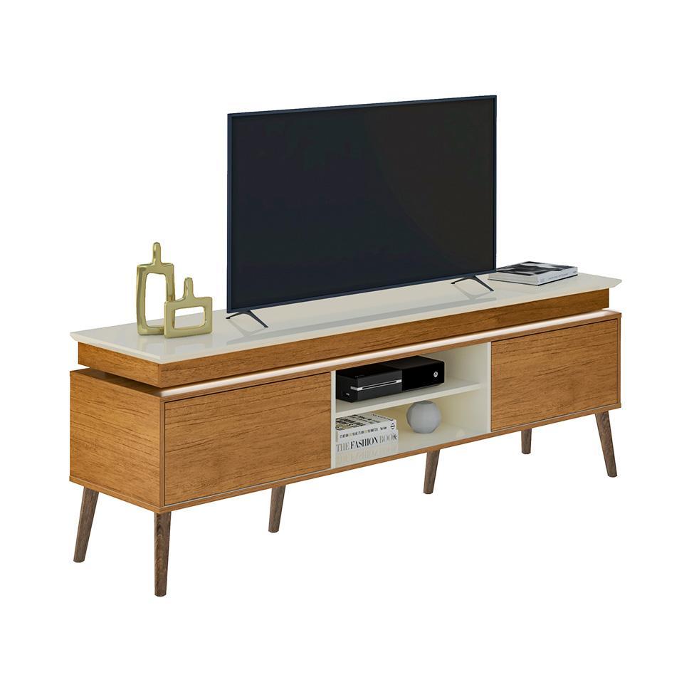 Rack para TV até 75 Polegadas Lumina 2 PT Cinamomo e Off White - 1