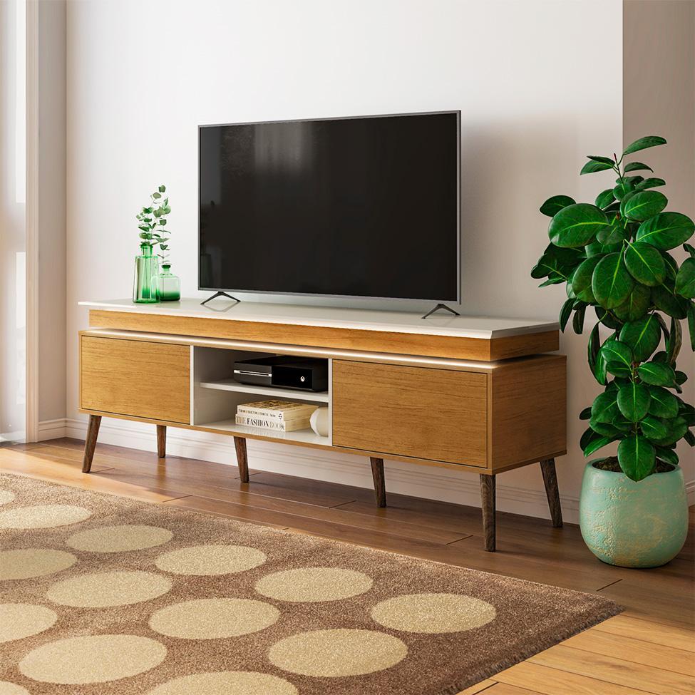 Rack para TV até 75 Polegadas Lumina 2 PT Cinamomo e Off White - 4