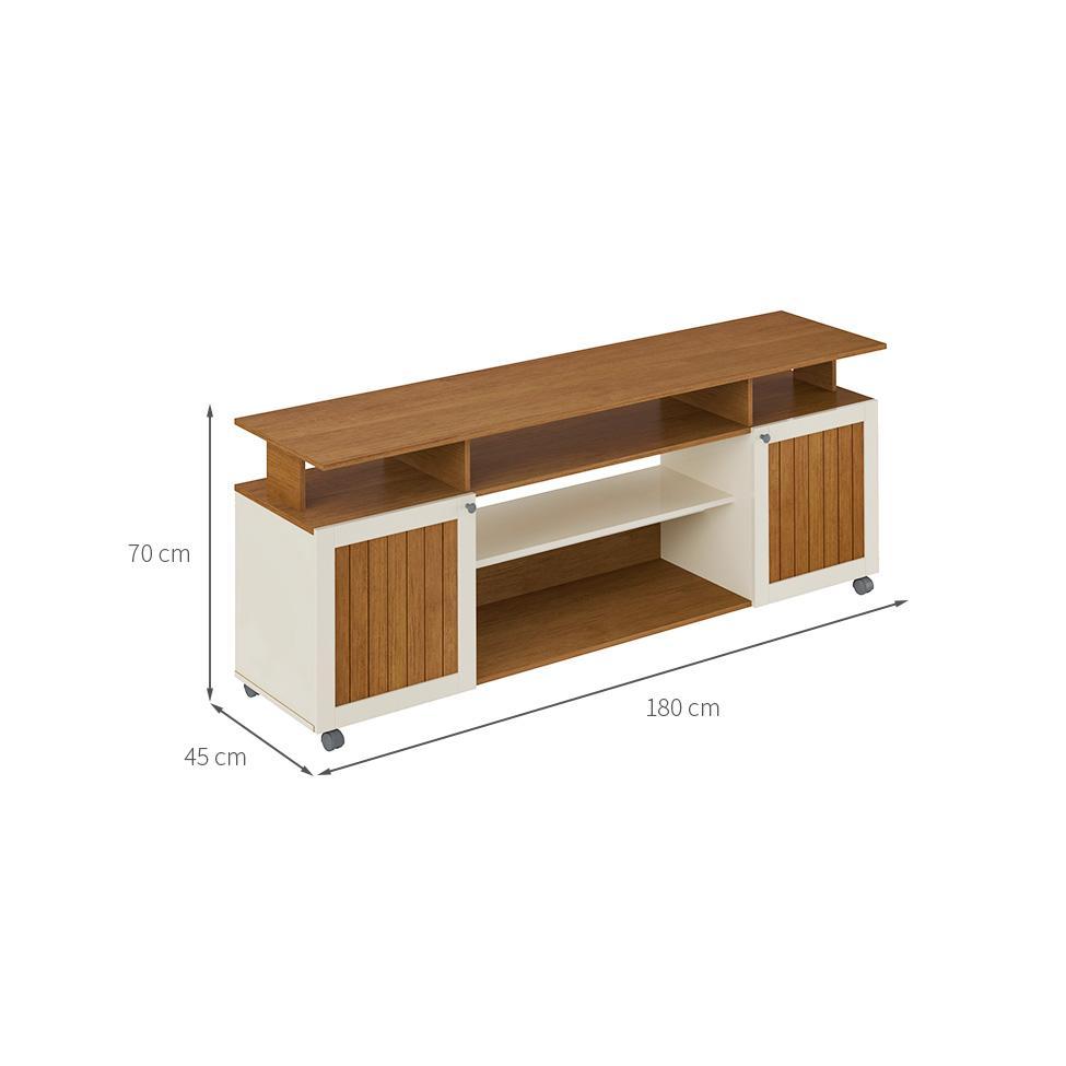 Rack para TV até 75 Polegadas Ipanema 2 PT Cinamomo e Off White - 3