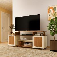 Rack para TV até 75 Polegadas Ipanema 2 PT Cinamomo e Off White