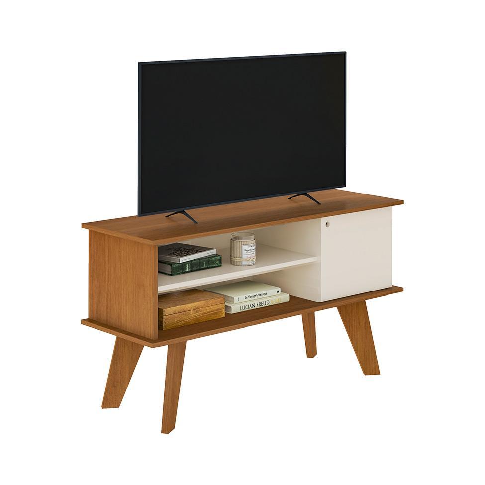 Rack para TV até 50 Polegadas Frank 1 PT Cinamomo e Off White - 1