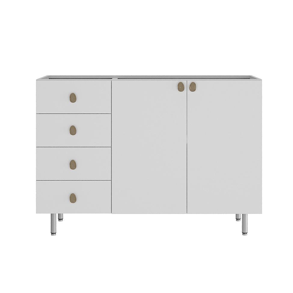 Balcão de Cozinha sem Tampo Maranello 100% MDF 2 PT 4 GV Branco - 4