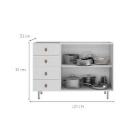 Balcão de Cozinha sem Tampo Maranello 100% MDF 2 PT 4 GV Branco - 3
