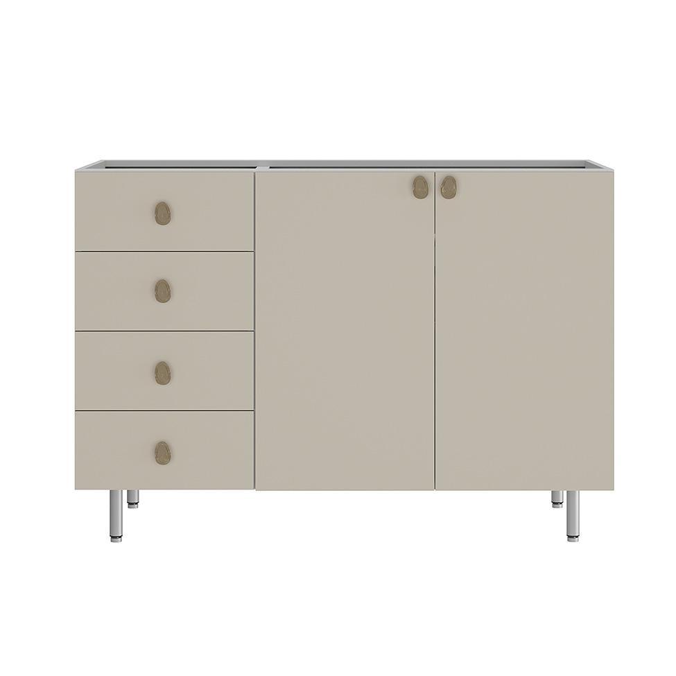 Balcão de Cozinha sem Tampo Maranello 100% MDF 2 PT 4 GV Bege - 4