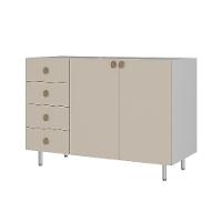 Balcão de Cozinha sem Tampo Maranello 100% MDF 2 PT 4 GV Bege - 1