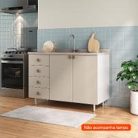 Balcão de Cozinha sem Tampo Maranello 100% MDF 2 PT 4 GV Bege - 2