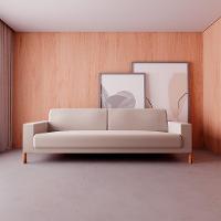 Sofá 3 Lugares Laura Linho Bege 180 cm - 2