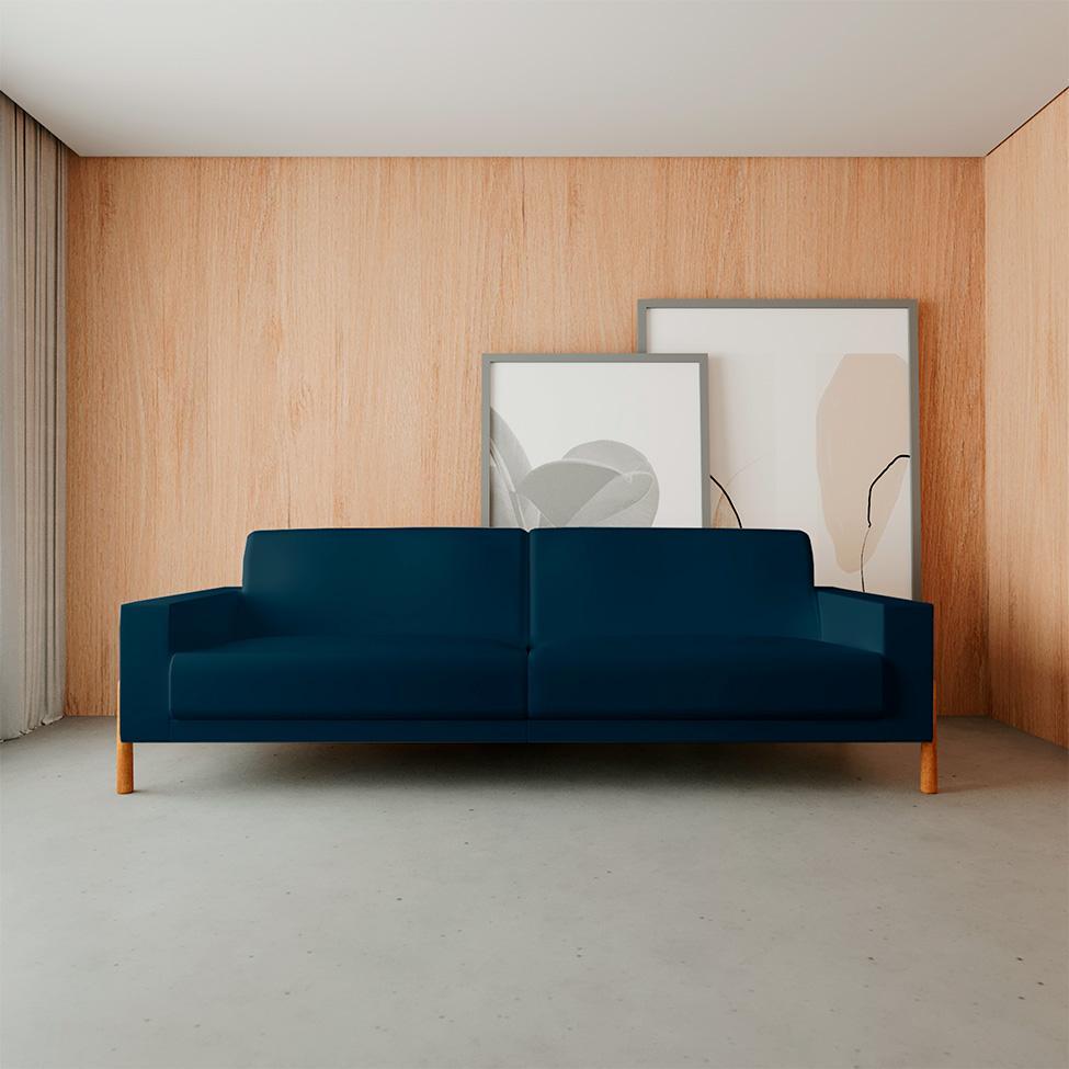 Sofá 3 Lugares Laura Linho Azul 240 cm - 2