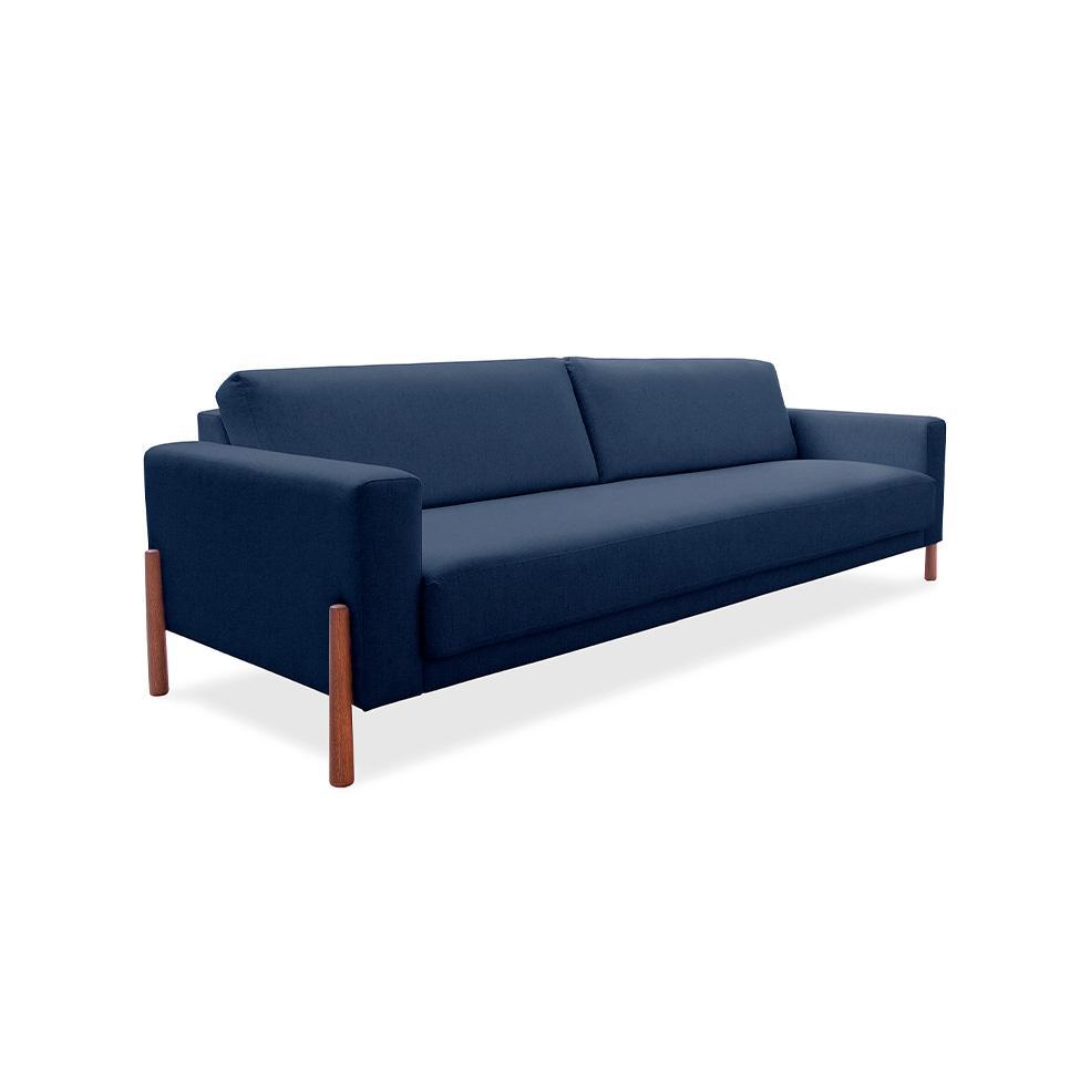 Sofá 3 Lugares Laura Linho Azul 210 cm - 1