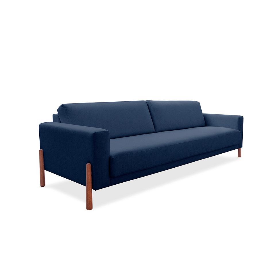 Sofá 3 Lugares Laura Linho Azul 180 cm - 1