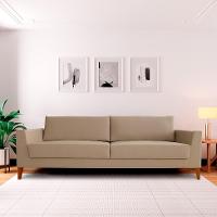 Sofá 3 Lugares Benjamin Revestimento Sintético Bege 210 cm - 2