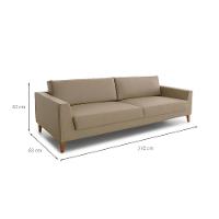 Sofá 3 Lugares Benjamin Revestimento Sintético Bege 210 cm - 3
